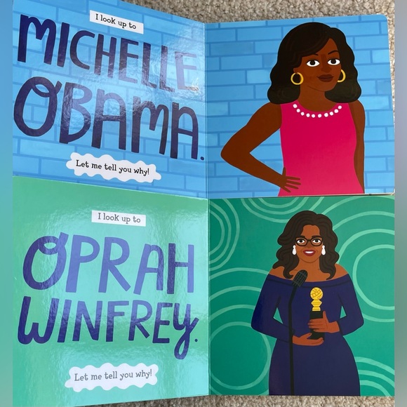 Empowering Women Lot of 2 Kids Board Books I Look Up To Oprah & Michelle Obama - Picture 3 of 4